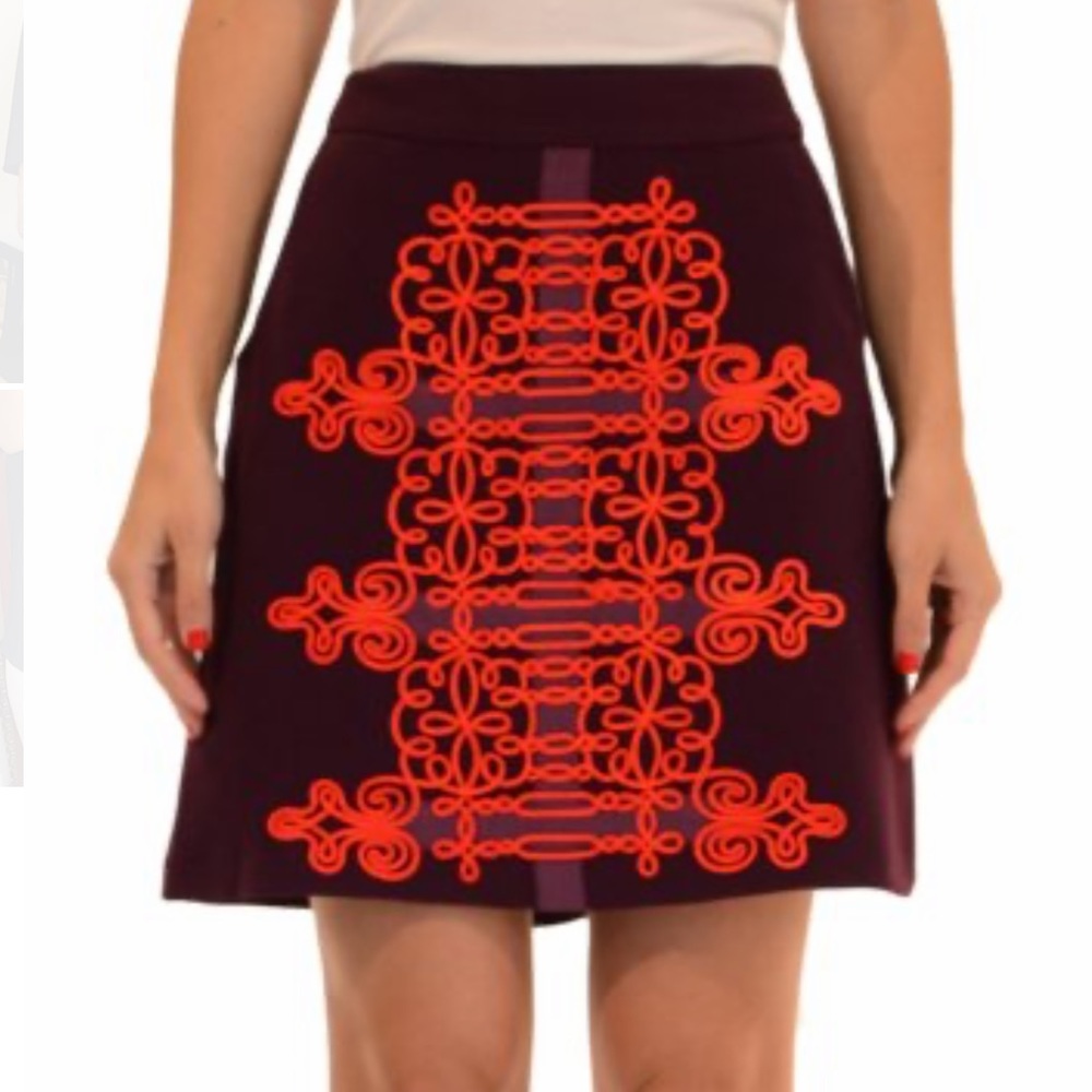 Nanette Lepore Karma Embroidered Purple Skirt